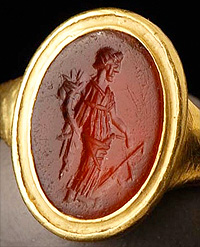 幸運の女神フォルテュナ　古代ローマ　インタリオ