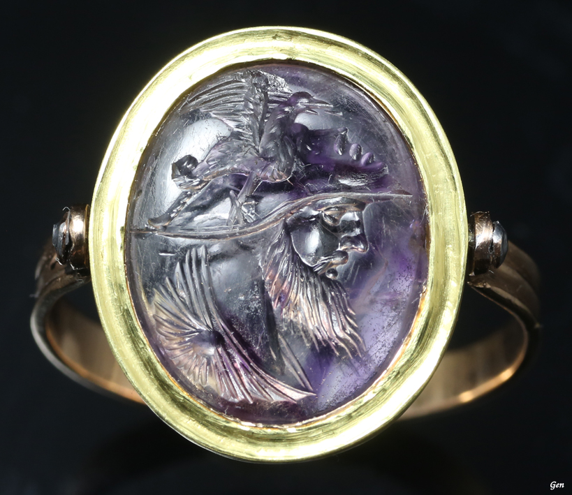 古代ローマ アウグストゥス帝時代 アメシスト インタリオ リング 指輪