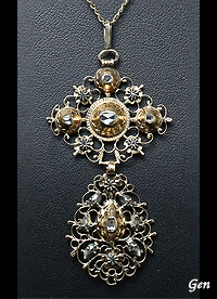 フランドル方　18世紀　ダイヤモンド　ペンダント　アンティークジュエリー