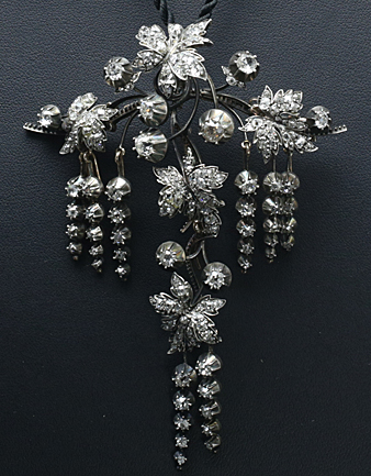 19世紀中期　ダイヤモンド　ブローチ　アンティークジュエリー