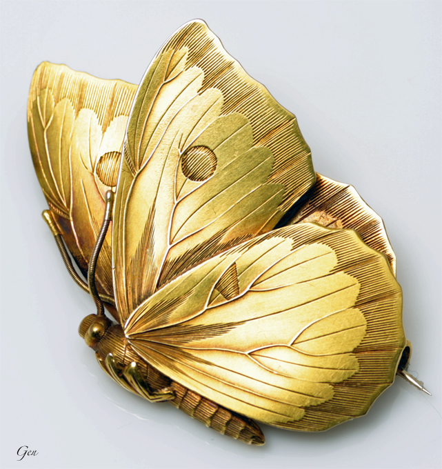 黄金の蝶 ブローチ アンティークジュエリー ｜ルネサンス