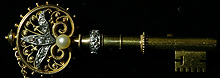 鍵型ブローチ ローズカットダイヤモンド、真珠 18K、シルバー